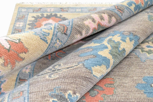 Beige Brown Hand Knotted Wool Rug, Large Turkish Area Carpet , Vintage Floral Botanical Design For Living Room Bedroom Home Decor Rug