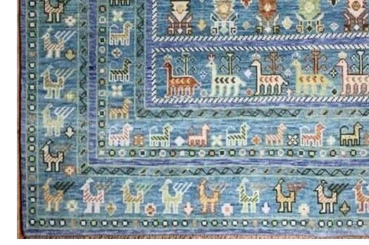 Exquisite Blue Hand Knotted Indo Shabargan rug 4x6, 5x8, 8x10, 9x12, 10x14 ft Handmade Gabbeh rug - Antique Style Ethnic rug | Afghan Style