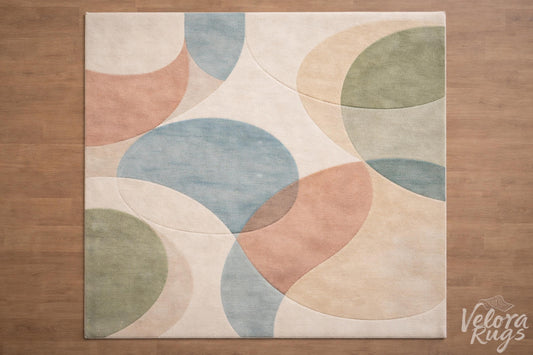 Modern Abstract Hand Tufted Rug, Pastel Geometric Wool Area Rug, Contemporary Handmade Carpet for Living Room Bedroom | Custom Sizes