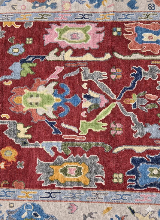 Luxurious Red Oushak style Hand Knotted Rug 4x6, 5x8, 6x9, 8x10, 9x12, 10x14 ft Contemporary Handmade Rugs for Living Room & Bedroom
