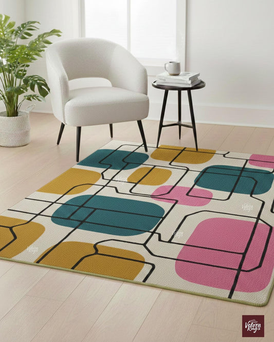 Multicolor Hand Tufted Wool Area Rug, Modern Abstract Geometric Pattern, Handmade Rug for Living Room & Bedroom