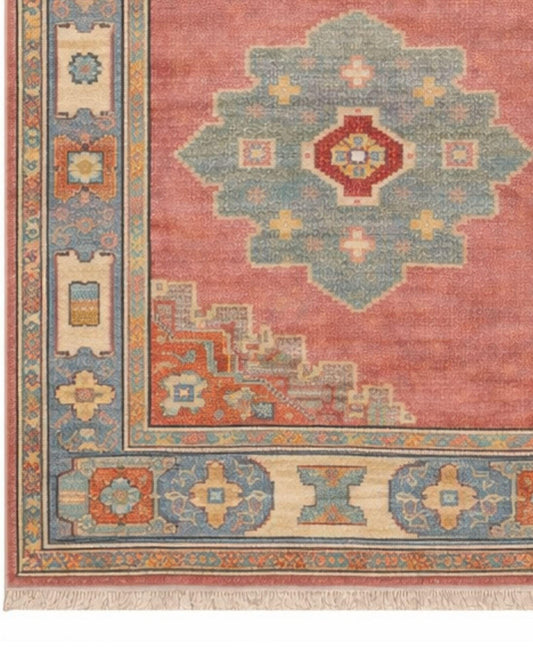Blush Pink Oushak Hand Knotted Rug 4x6, 5x8, 8x10, 9x12, 10x14ft Handmade Rugs for Living Room - Antique Style Ethnic rug | Medallion Design