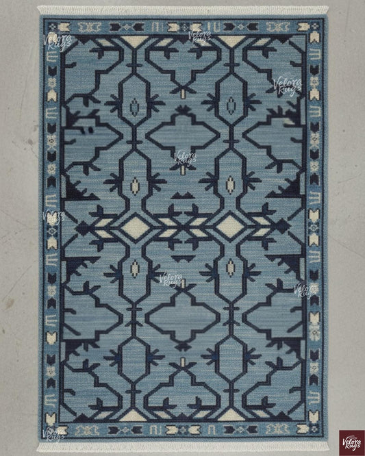 Blue Geometric Oushak Hand Knotted Rug 4x6, 5x8, 6x9, 8x10, 9x12, 10x14 ft Handmade Rugs for Living Room - Antique Style Contemporary rug