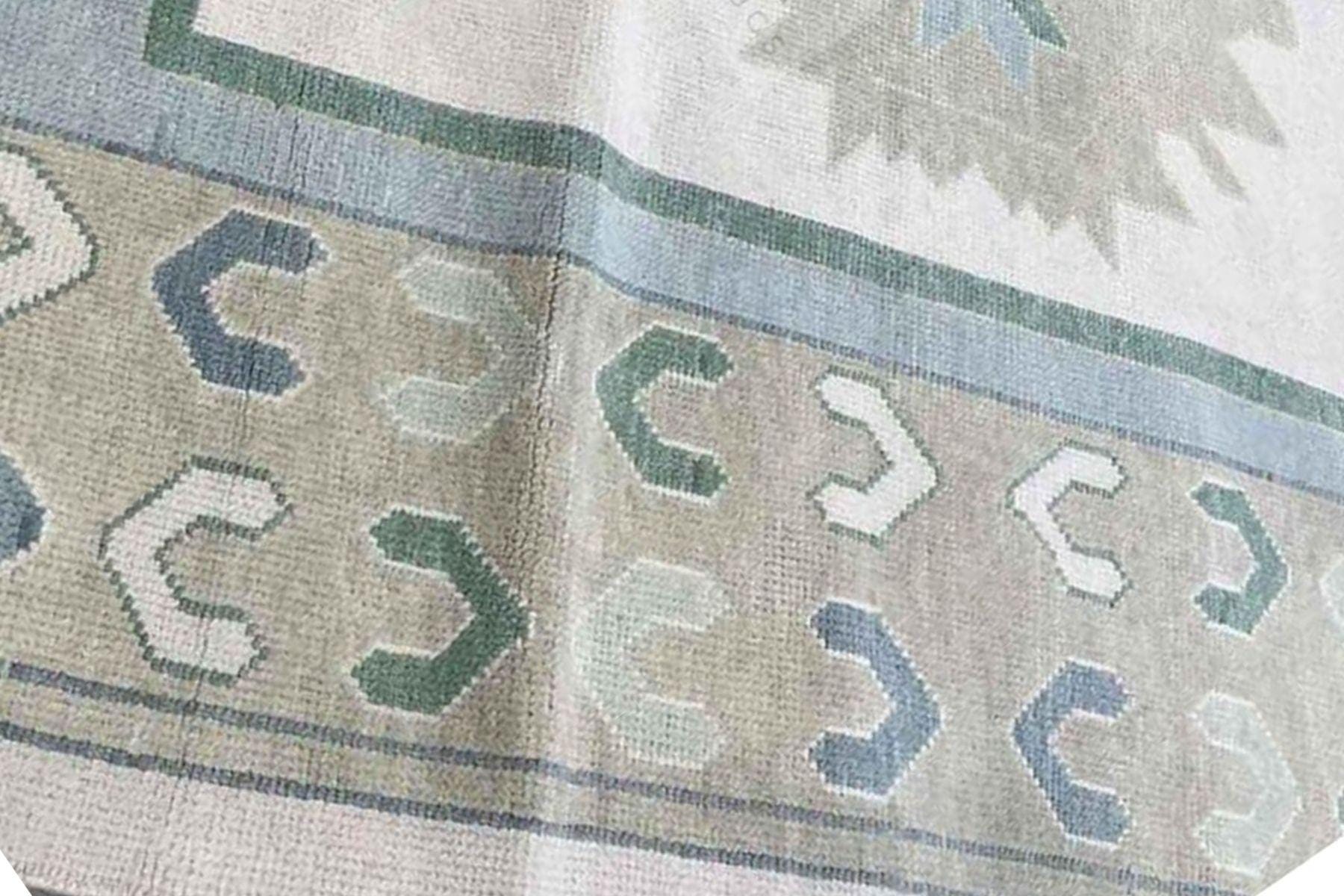 Green - Blue Oushak Rug – Hand Knotted Geometric Area Rug 4x6, 5x8, 9x12, 10x14 ft Handmade Rug for Living Room | Antique Style Ethnic Rug