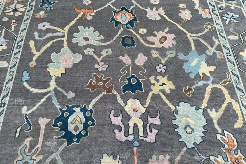 Grey Turkish inspired Oushak Hand Knotted Rug 4x6, 5x8, 9x12, 12x15 ft for Living Room, Bedroom, Kitchen - Antique Style Contemporary rug