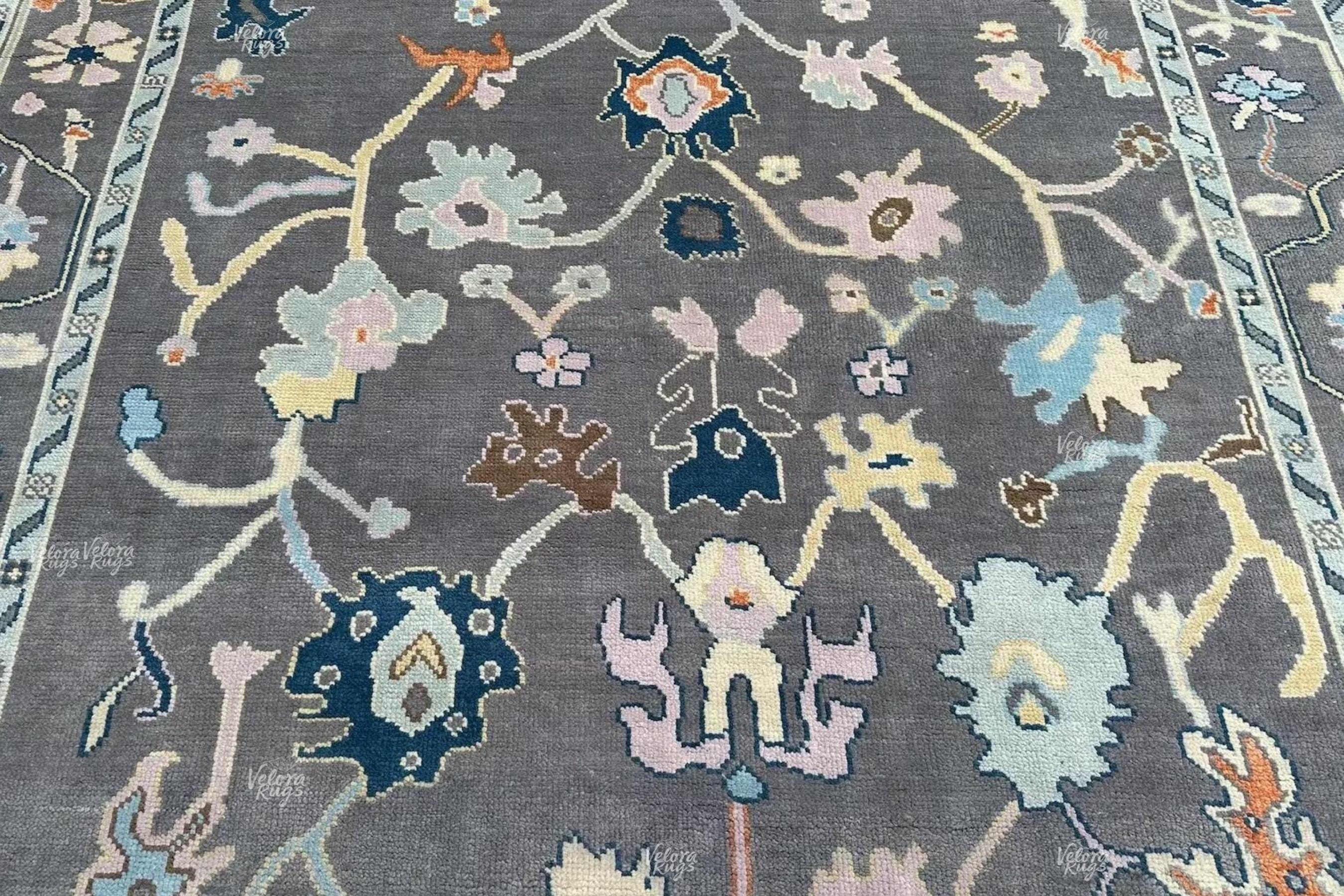 Grey Turkish inspired Oushak Hand Knotted Rug 4x6, 5x8, 9x12, 12x15 ft for Living Room, Bedroom, Kitchen - Antique Style Contemporary rug