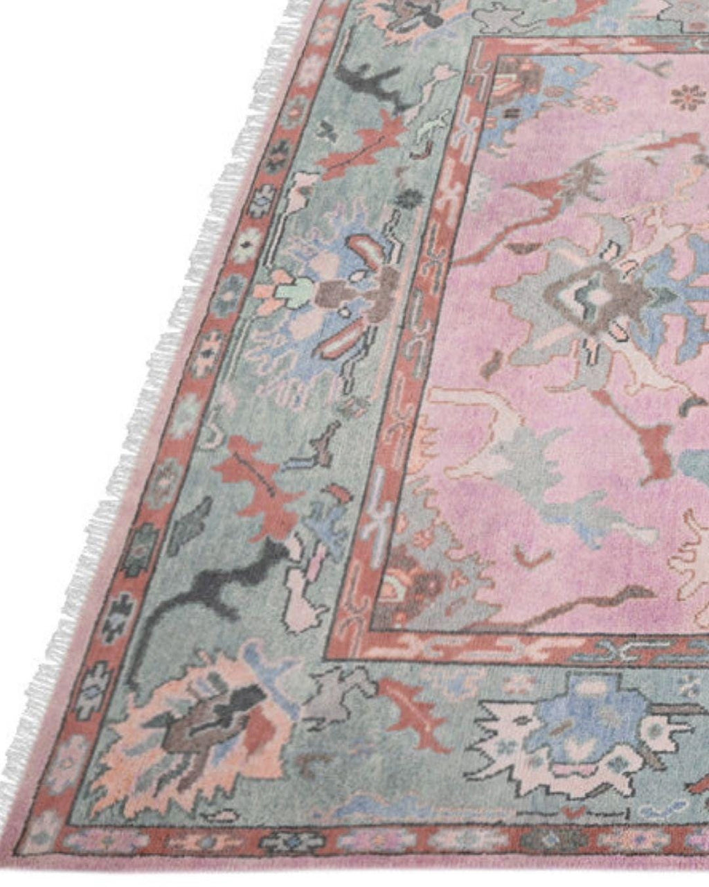 Exquisite Pink Oushak style Hand Knotted Rug 4x6, 5x8, 8x10, 9x12, 10x14 ft Handmade Rugs for Living Room - Antique Contemporary Oushak Rug