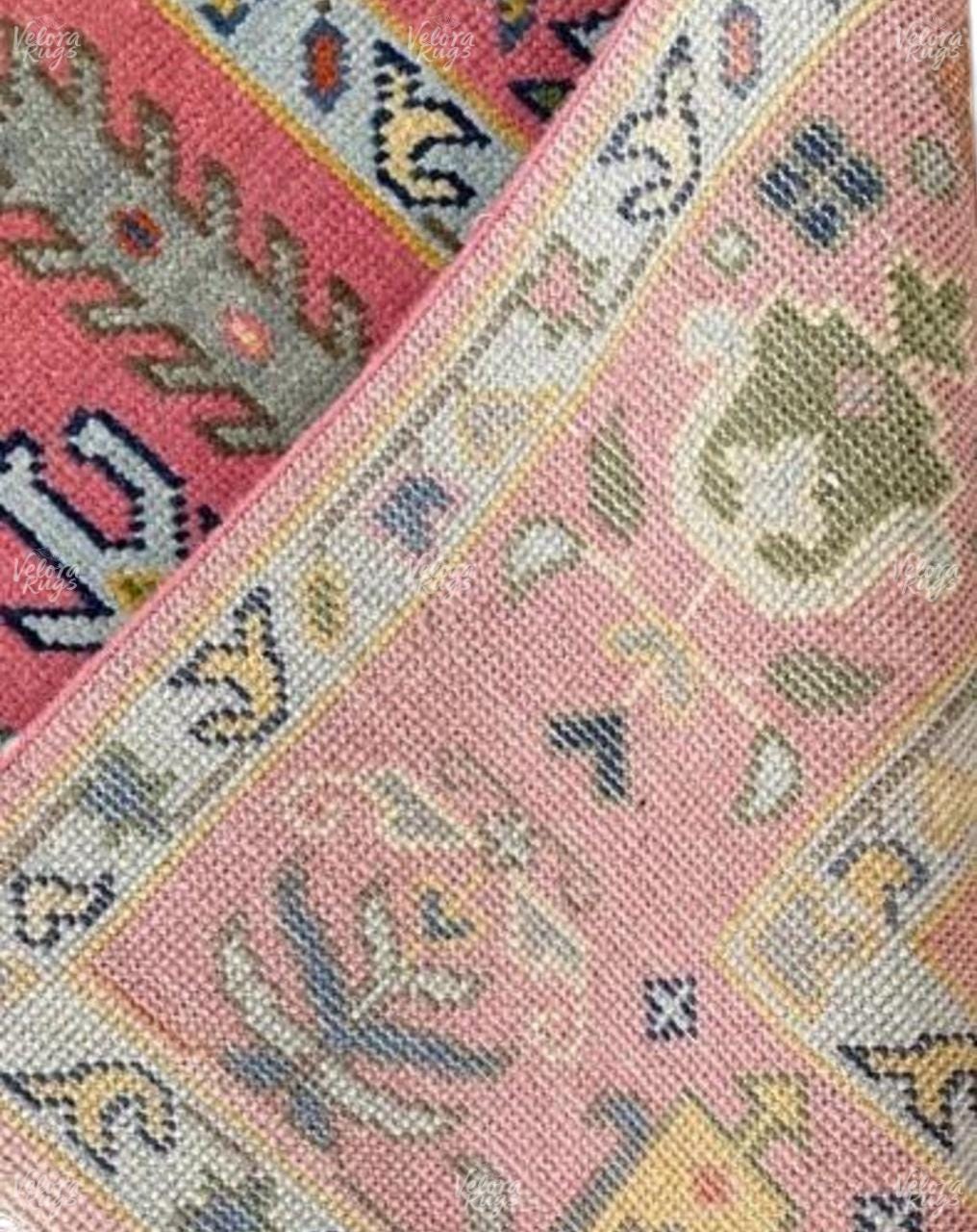 Elegant Pink Indo Oushak Hand Knotted Rug 4x6, 5x8, 6x9, 8x10, 9x12, 10x14 ft Handmade Rugs for Living Room - Antique style Contemporary rug