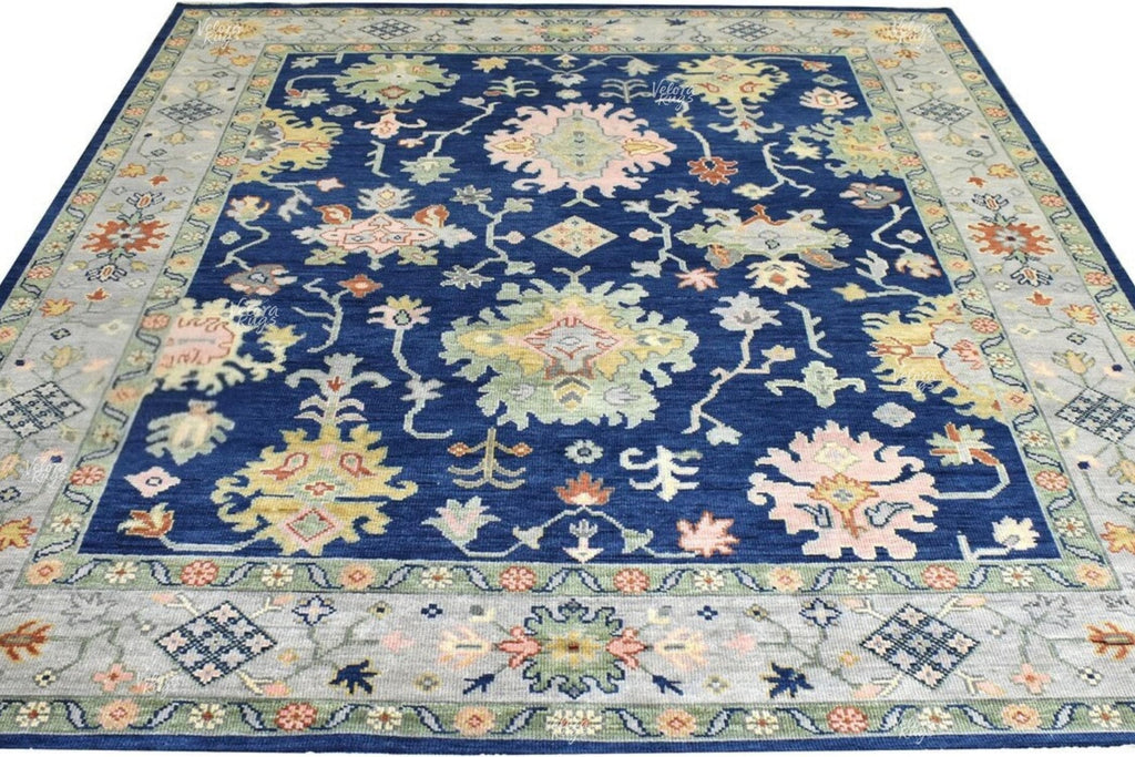 Navy Blue Oushak style Hand Knotted Rug 4x6, 5x8, 6x9, 8x10, 9x12, 10x14 ft Handmade Rugs for Living Room - Antique Style Contemporary rug