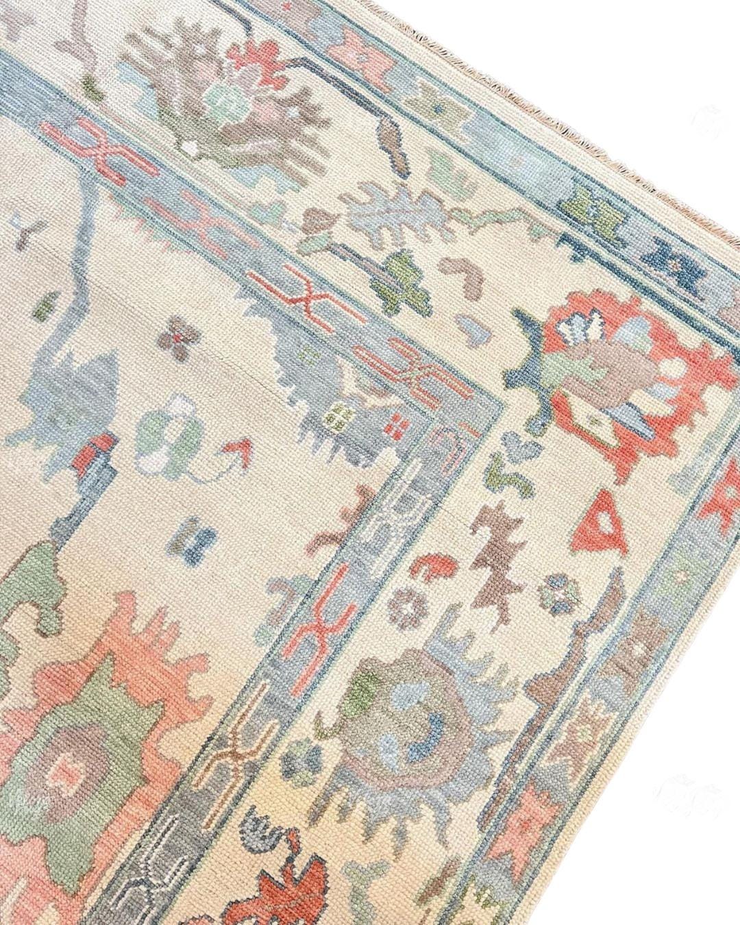 Hand Knotted White Oushak Rug - Available in 4x6, 5x8, 8x10, 9x12, 10x14 ft Handmade Rug for Living Room, Antique Style Contemporary Rug