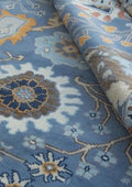 Blue Oushak style Hand Knotted Rug 4x6, 5x8, 6x9, 8x10, 9x12, 10x14 ft, Handmade Rugs for Living Room - Antique Style Contemporary rug