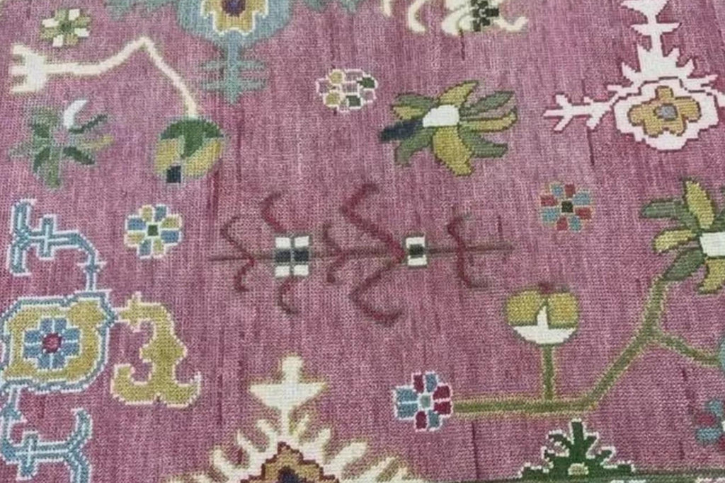 Elegant Hand-Knotted Pink Oushak Rug - Antique-Style Floral Design, Available in 4x6, 5x8, 6x9, 8x10, 9x12, 10x14 ft | Living Room & Bedroom