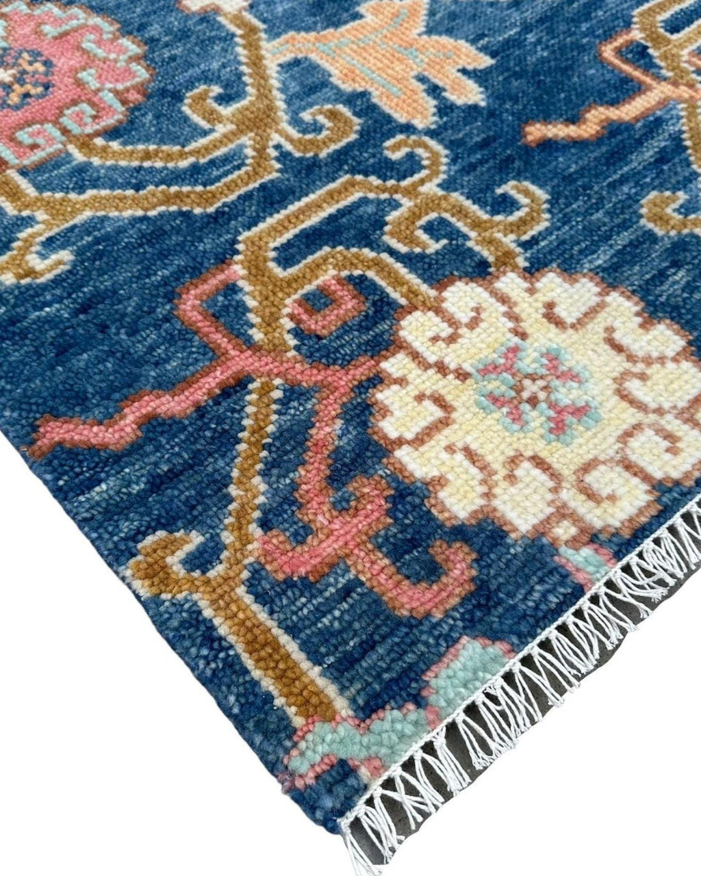 Navy Blue Oushak Runner Rug: Hand Knotted Wool Turkish Carpet - Hallway Runner - Kitchen Runner - Boho Runner Stair Rug | Home Decor