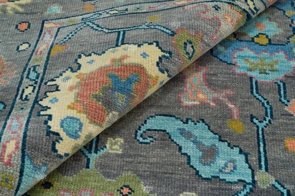 Handmade Grey Oushak Rug | Soft Wool Area Rug 4x6, 8x10, 9x12 ft | Floral Turkish Design | Custom Size Available | Modern Farmhouse Decor