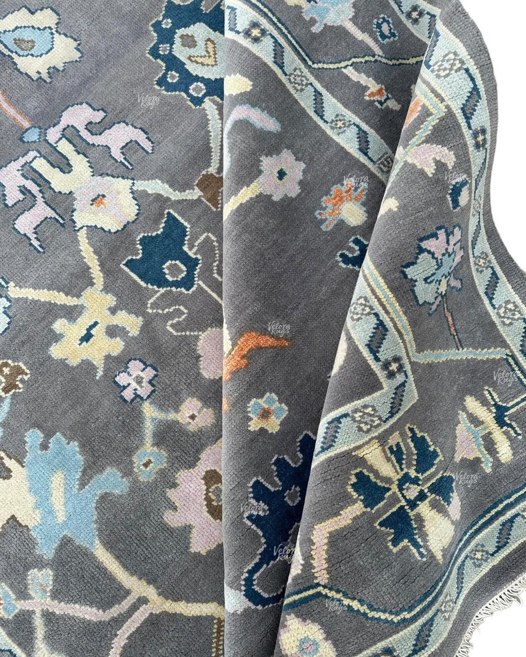 Grey Turkish inspired Oushak Hand Knotted Rug 4x6, 5x8, 9x12, 12x15 ft for Living Room, Bedroom, Kitchen - Antique Style Contemporary rug