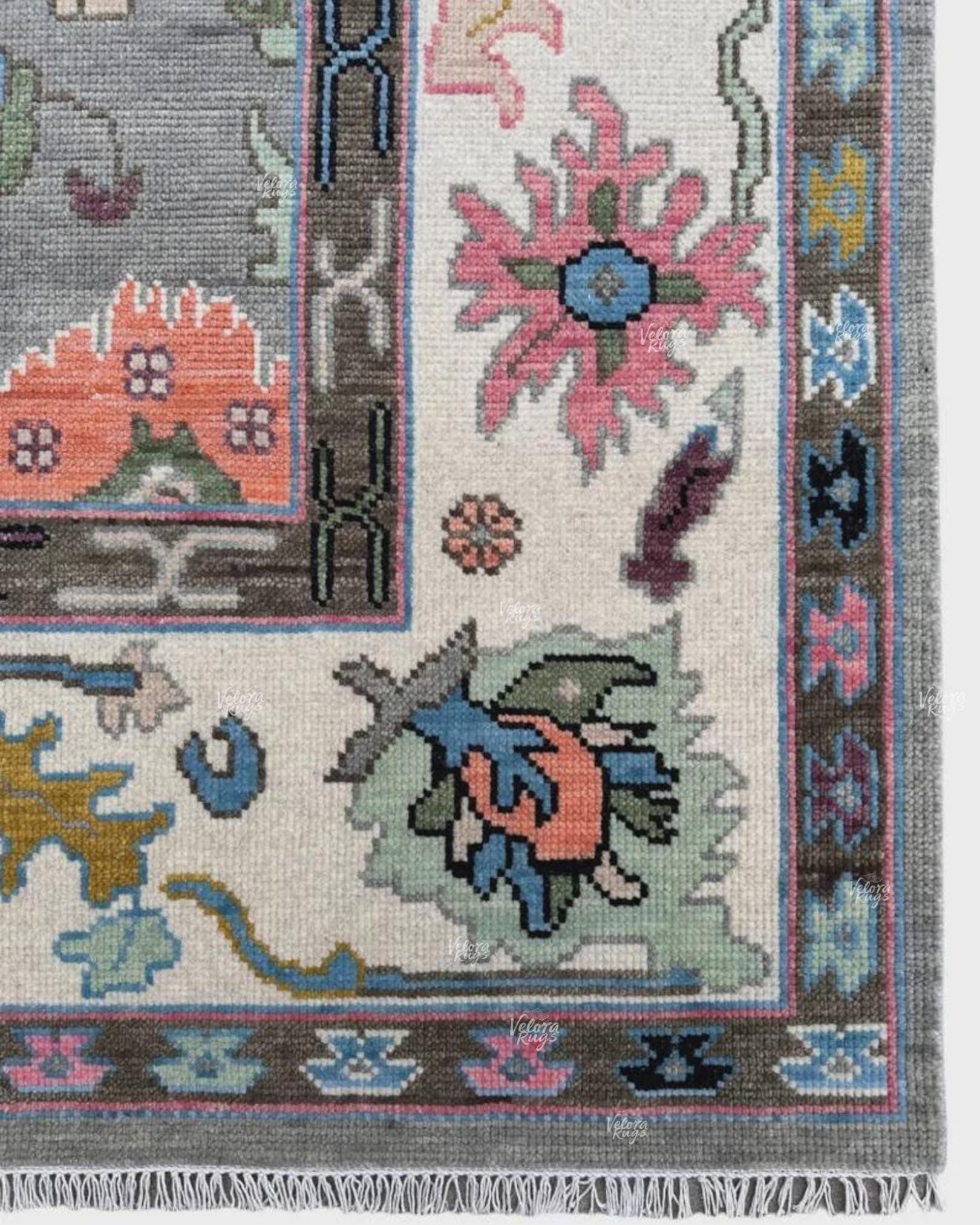 Grey Modern Oushak Hand Knotted Rug – 4x6, 5x8, 6x9, 8x10, 9x12, 10x14 ft – Handmade Wool Rug – Antique Style Contemporary Living Room Decor