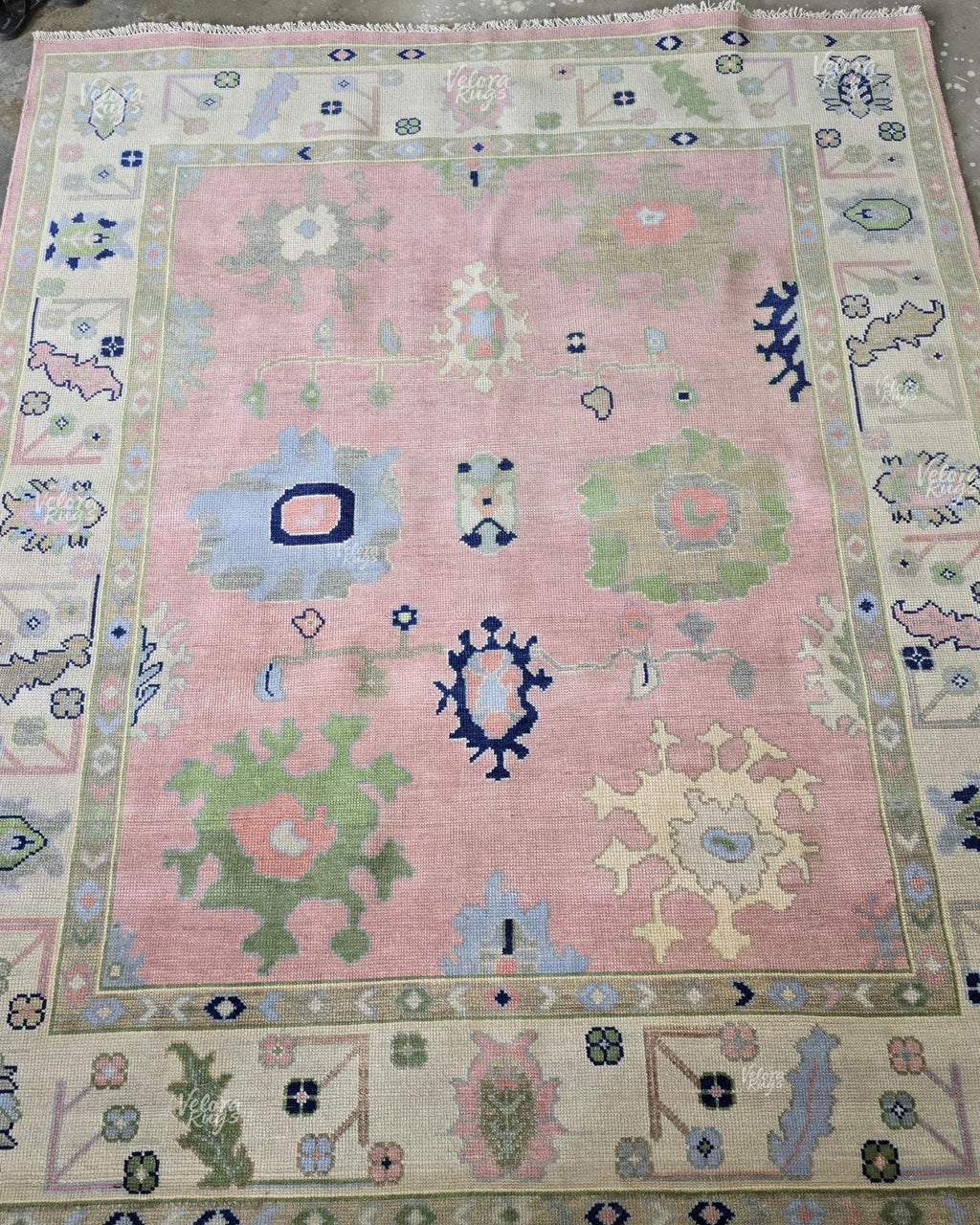 8x10 Quick Ship! Soft Pink Oushak Hand Knotted Rug, Handmade Rugs for Living Room - Antique style Ethnic rug | Contemporary Floor Carpet