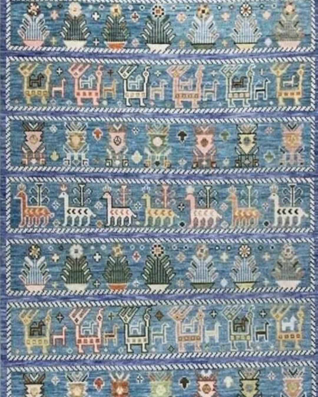 Exquisite Blue Hand Knotted Indo Shabargan rug 4x6, 5x8, 8x10, 9x12, 10x14 ft Handmade Gabbeh rug - Antique Style Ethnic rug | Afghan Style