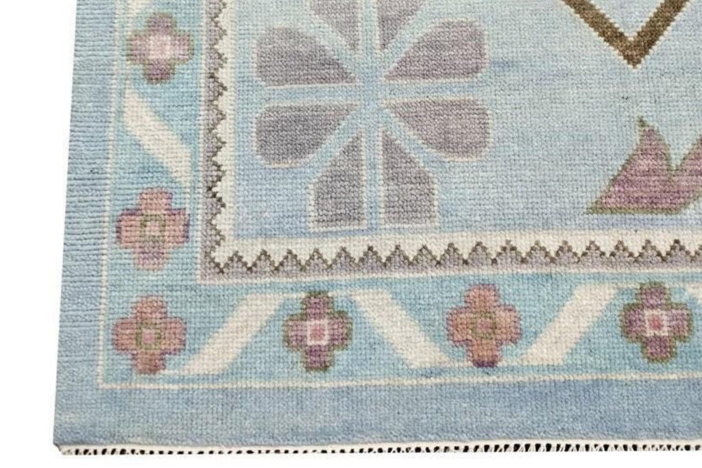 Light Blue Hand-Knotted Oushak Rug, Traditional Turkish Style Wool Area Rug, Handmade Rug for Living Room, Bedroom, or Dining | Custom sizes