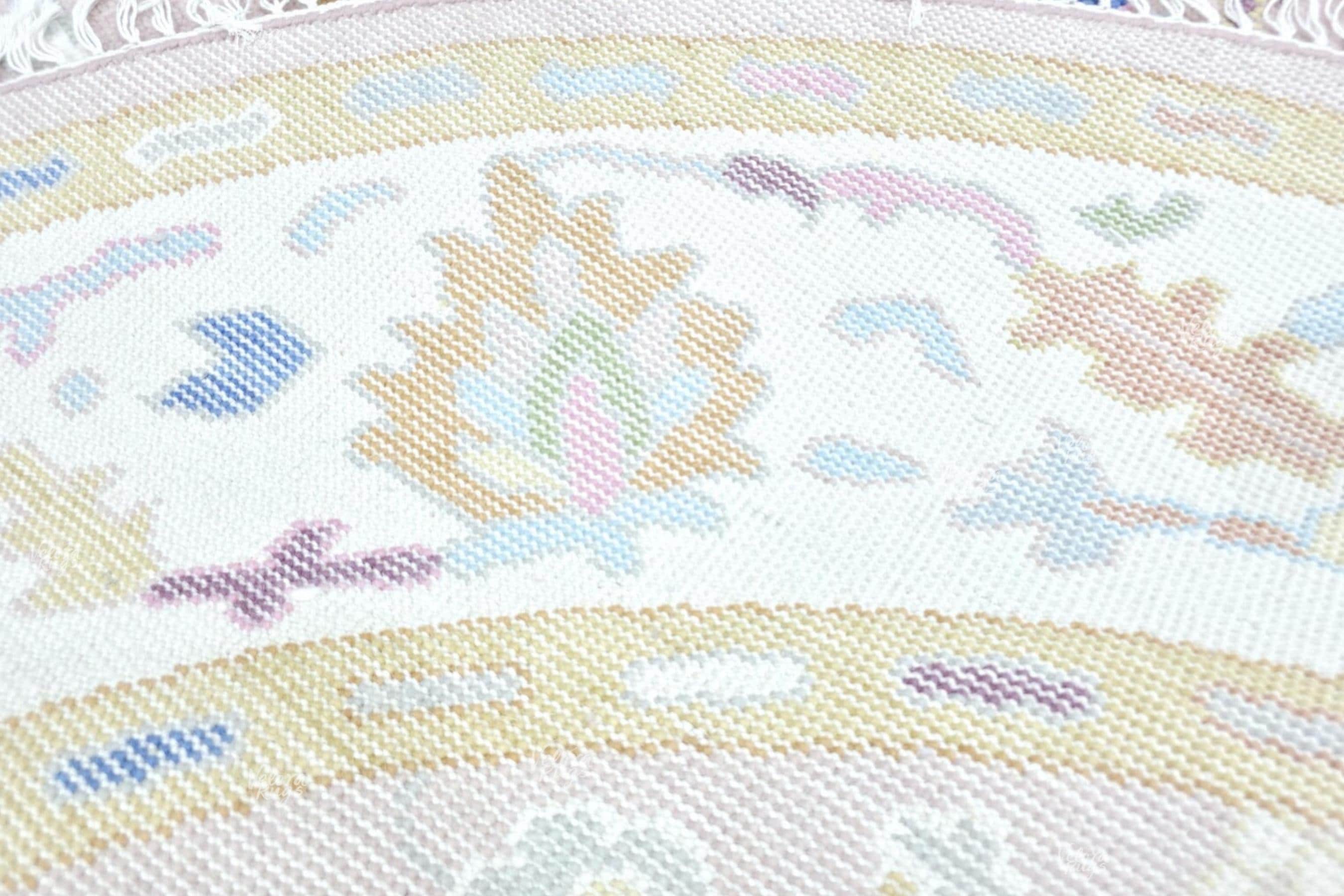 Pink Round Oushak Rug 5' 6' 7' 8' 9' 10' Diameter - Hand Knotted Wool Oushak Style Rug For Living Room, Dining & Kitchen Area