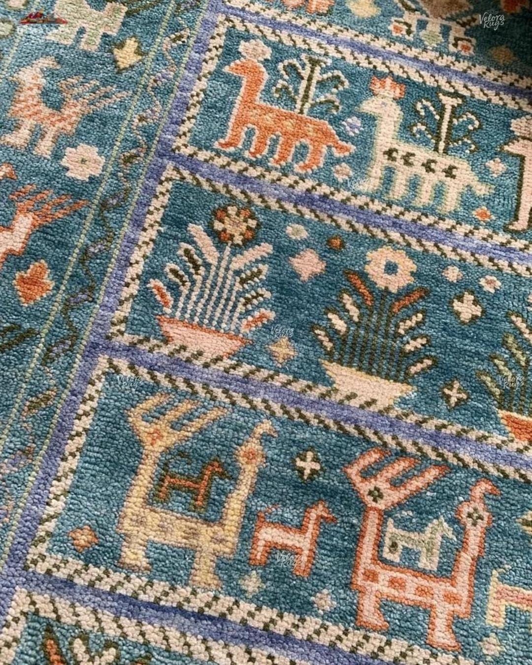 Exquisite Blue Hand Knotted Indo Shabargan rug 4x6, 5x8, 8x10, 9x12, 10x14 ft Handmade Gabbeh rug - Antique Style Ethnic rug | Afghan Style