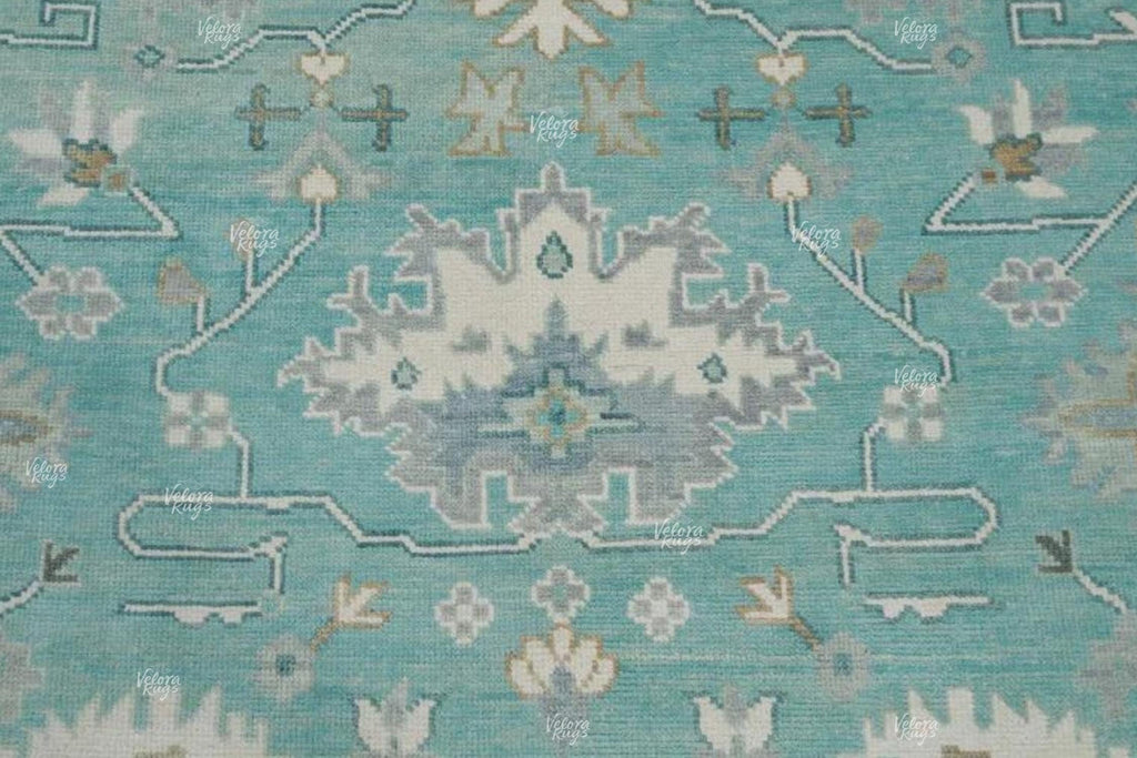Aqua Blue Oushak Style Hand-Knotted Rug – 4x6, 5x8, 6x9, 8x10, 9x12, 10x14 ft | Handmade Antique-Inspired Contemporary Rug for Living Room