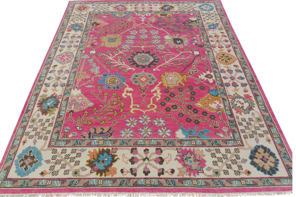 Exquisite Pink Oushak Hand Knotted Rug 4x6, 5x8, 6x9, 8x10, 9x12, 10x14 ft Handmade Rugs for Living Room & Bedroom - Contemporary Oushak Rug