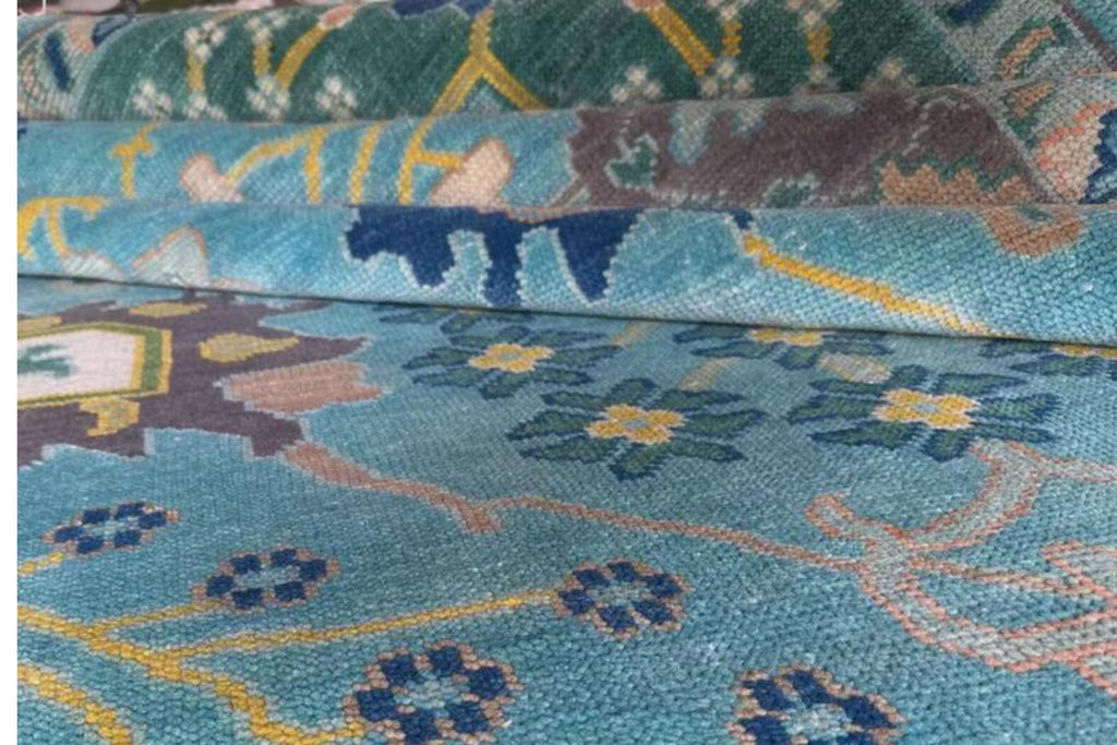 Turquoise Blue Oushak style Hand Knotted Rug, Handmade Rugs for Living Room - Antique Inspired Contemporary rug | Custom Sizes