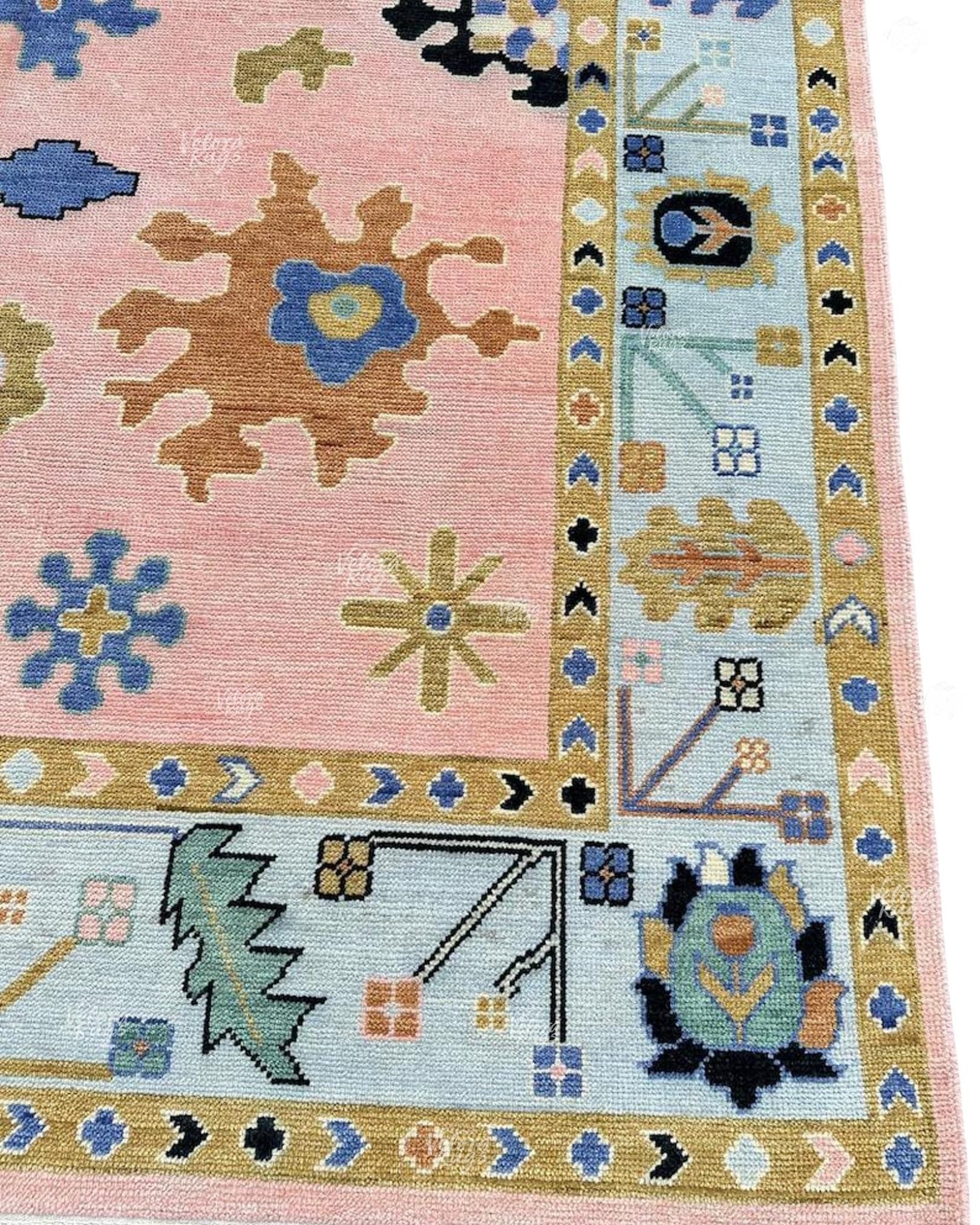 Modern Pink Oushak Hand Knotted Rug 4x6, 5x8, 6x9, 8x10, 9x12, 10x14 ft Handmade Rugs for Living Room & Bedroom - Antique Contemporary rug