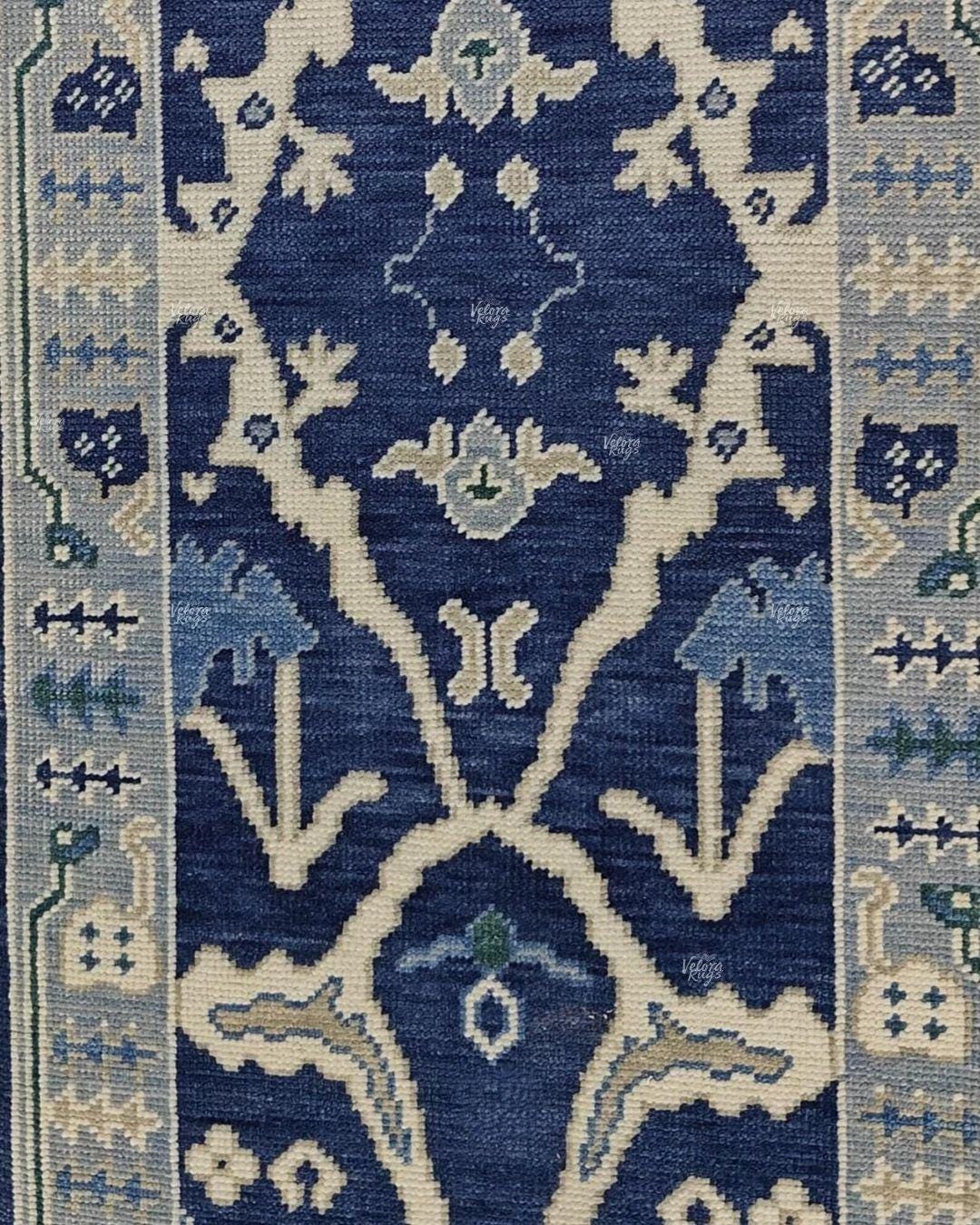 Blue Oushak Runner Rug: Hand Knotted Wool Turkish Carpet - Hallway Runner - Kitchen Runner - Boho Runner Stair Rug | Runner For Home Decor