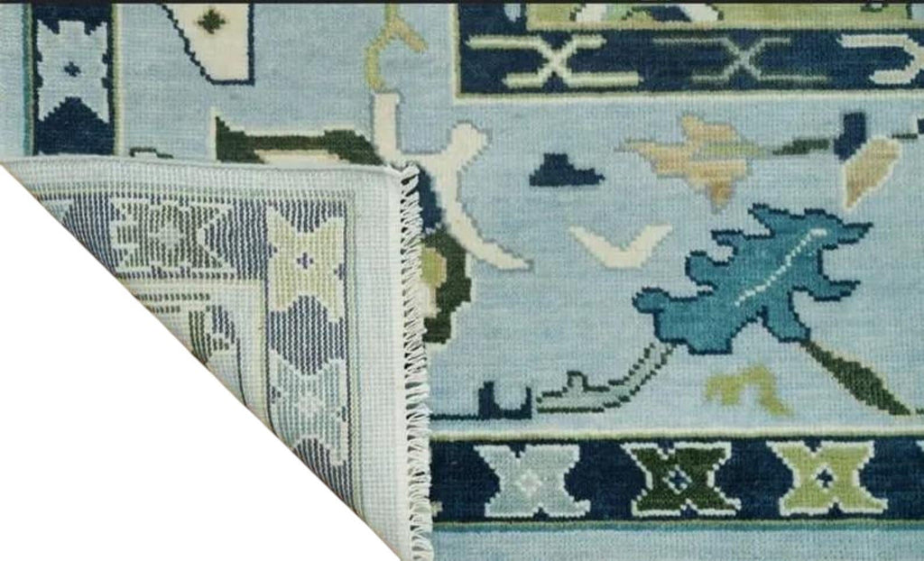 Blue Modern Oushak Hand Knotted Rug – 4x6, 5x8, 6x9, 8x10, 9x12, 10x14 ft – Handmade Wool Rug – Antique Style Contemporary Living Room Decor