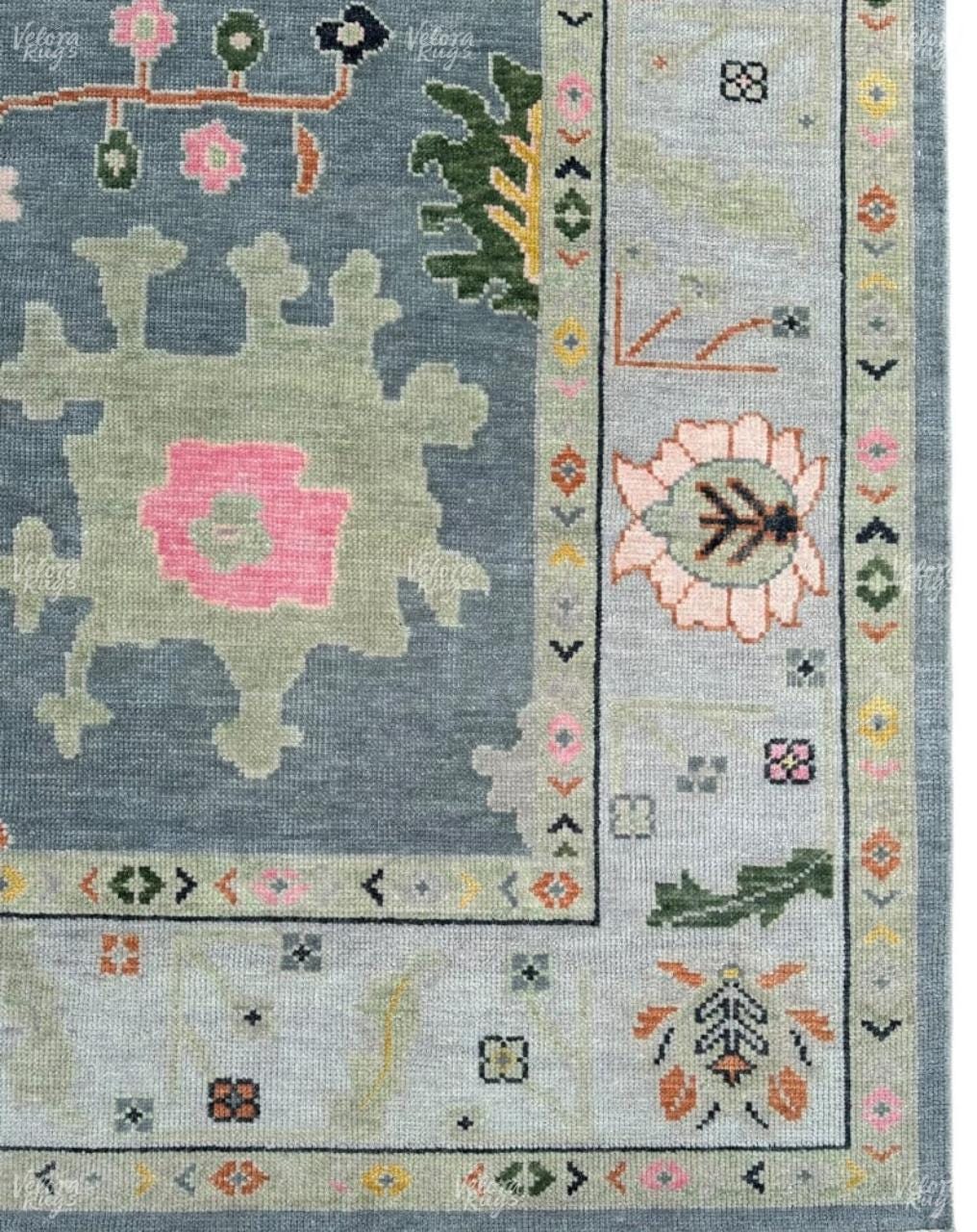 Hand-Knotted Grey Oushak Wool Rug: Modern Handmade Rug 4x6,5x8, 6x9,8x10, 9x12, 10x14 ft for Living Room, Dinning hall  | Antique Style Rug