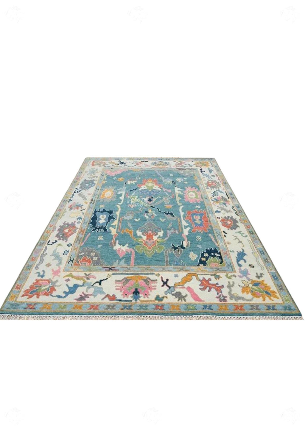 Blue Oushak style Hand Knotted Rug 4x6, 5x8, 6x9, 8x10, 9x12, 10x14 ft Contemporary Handmade Rugs for Living Room, Bedroom and Dining Hall