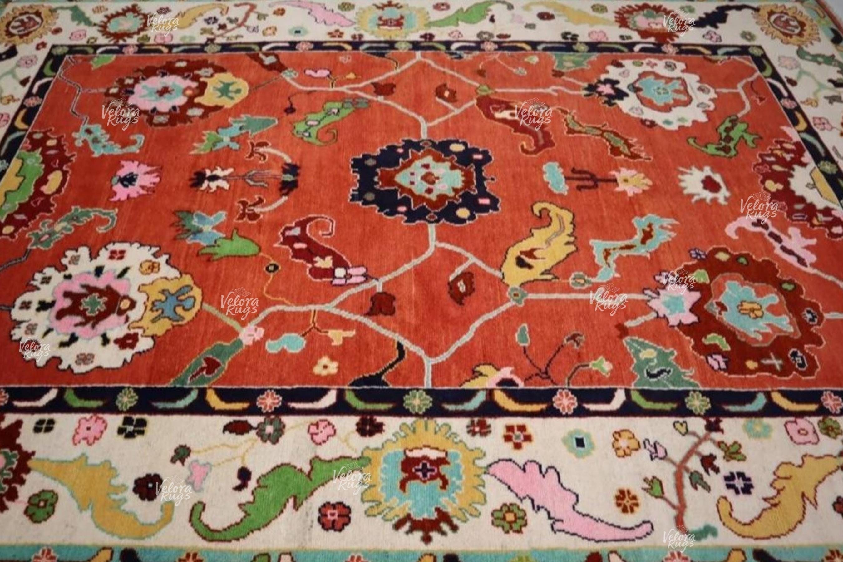 Elegant Red Oushak style Hand Knotted Rug 4x6, 5x8, 6x9, 8x10, 9x12, 10x14 ft Handmade Rugs for Living Room - Antique Style Contemporary rug