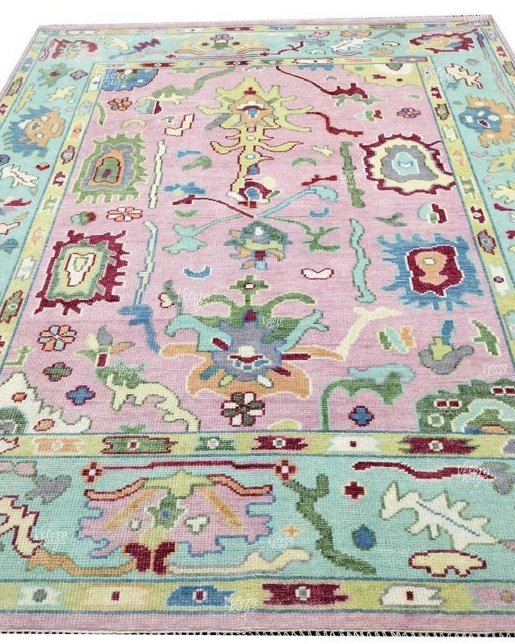 Pink Indo Oushak Hand Knotted Rug 4x6, 5x8, 6x9, 8x10, 9x12, 10x14 ft Handmade Rugs for Living Room - Antique Style Contemporary rug