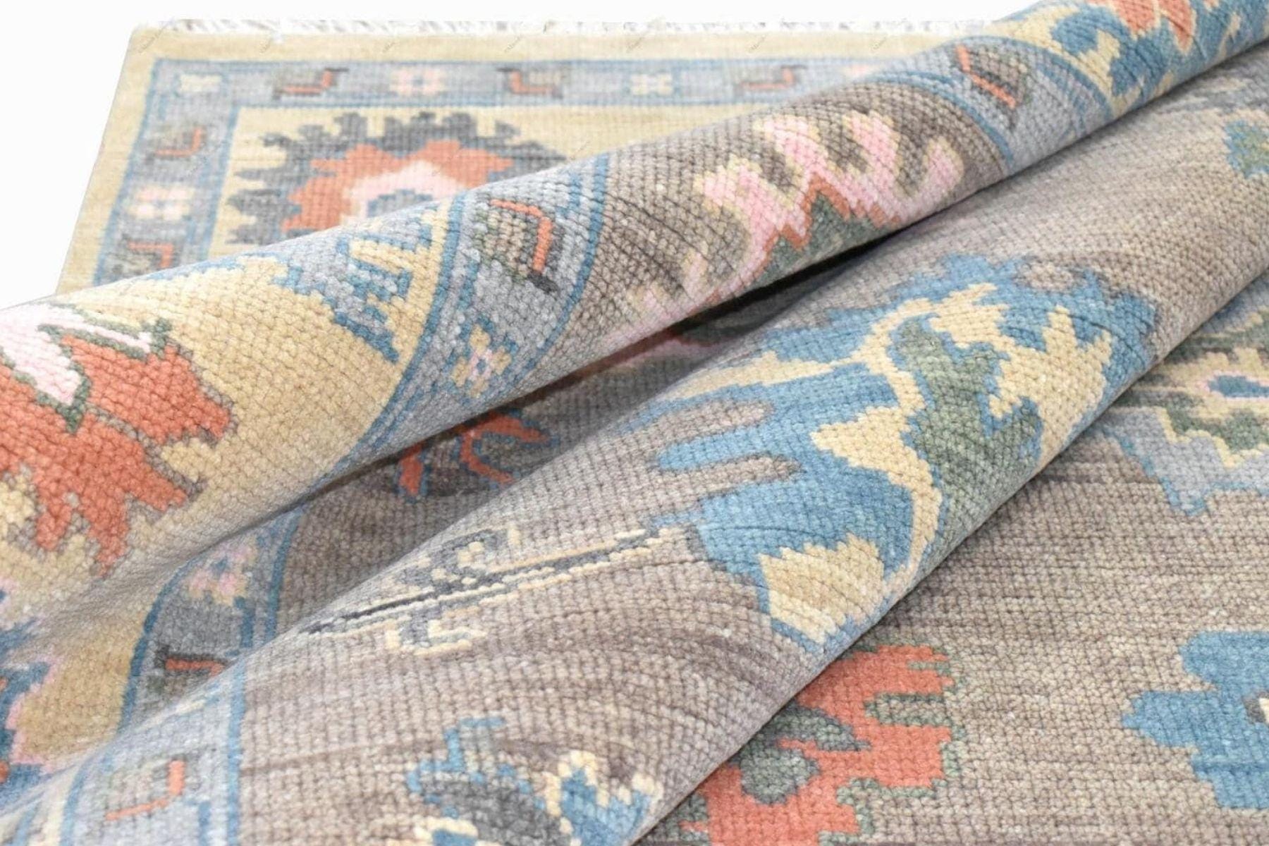 Beige Brown Hand Knotted Wool Rug, Large Turkish Area Carpet , Vintage Floral Botanical Design For Living Room Bedroom Home Decor Rug