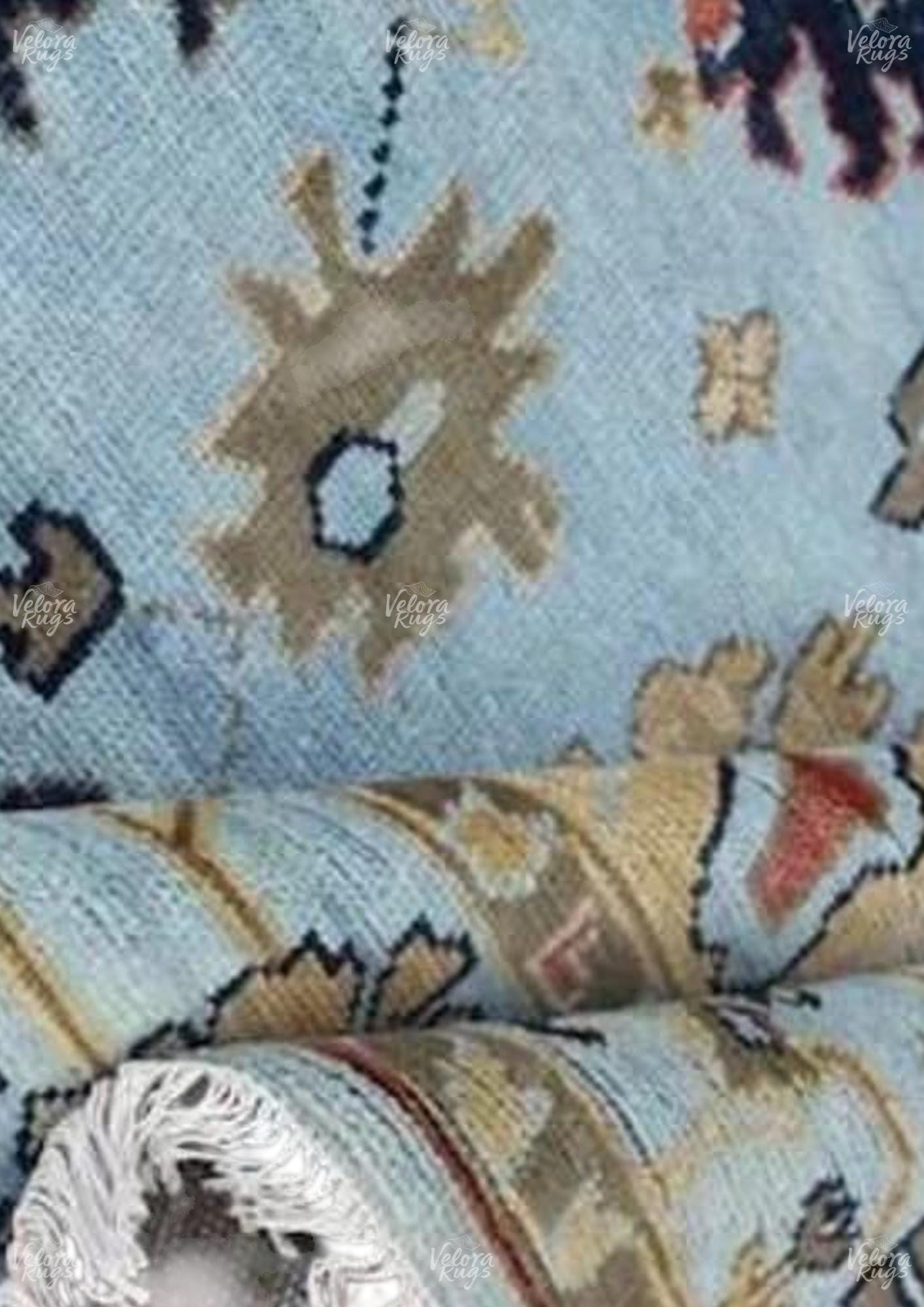 Elegant Light Blue Oushak stye Hand Knotted Rug 4x6, 5x8, 6x9, 8x10, 9x12, 10x14 ft Contemporary Handmade Rugs for Living Room, Bedroom