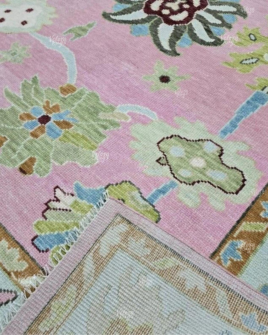 Pink- Ivory Oushak Hand Knotted Rug 4x6, 5x8, 6x9, 8x10, 9x12, 10x14 ft Handmade Rugs for Living Room & Bedroom - Antique Style Ethnic rug