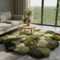 Hand-Tufted Moss Rug | 3D Green Pebble Carpet | Nature Inspired Textured Floor Mat | Soft Wool Tufted Area Rug, Living Room & Bedroom Decor