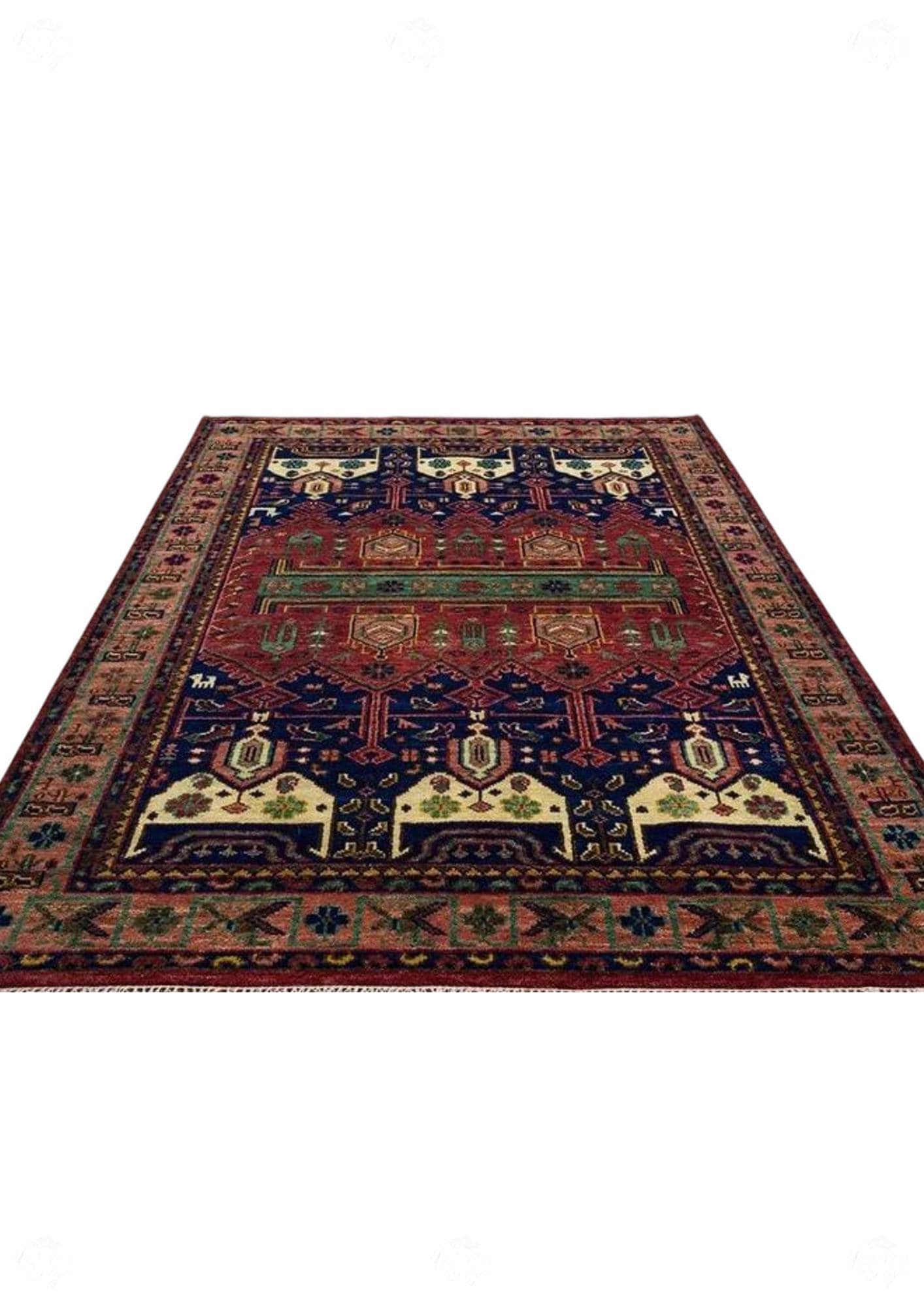 Red BlueTurkish Oushak Hand Knotted Rug 4x6, 5x8, 6x9, 8x10, 9x12, 10x14 ft Handmade Rugs for Living Room - Antique Style Ethnic rug