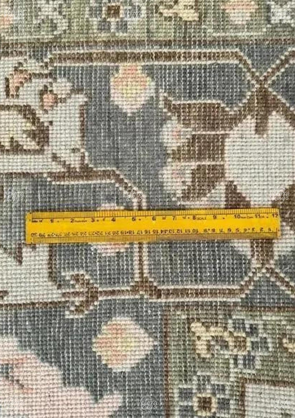 Hand-Knotted Oushak Wool Rug: Grey, Black and Ivory Turkish Carpet