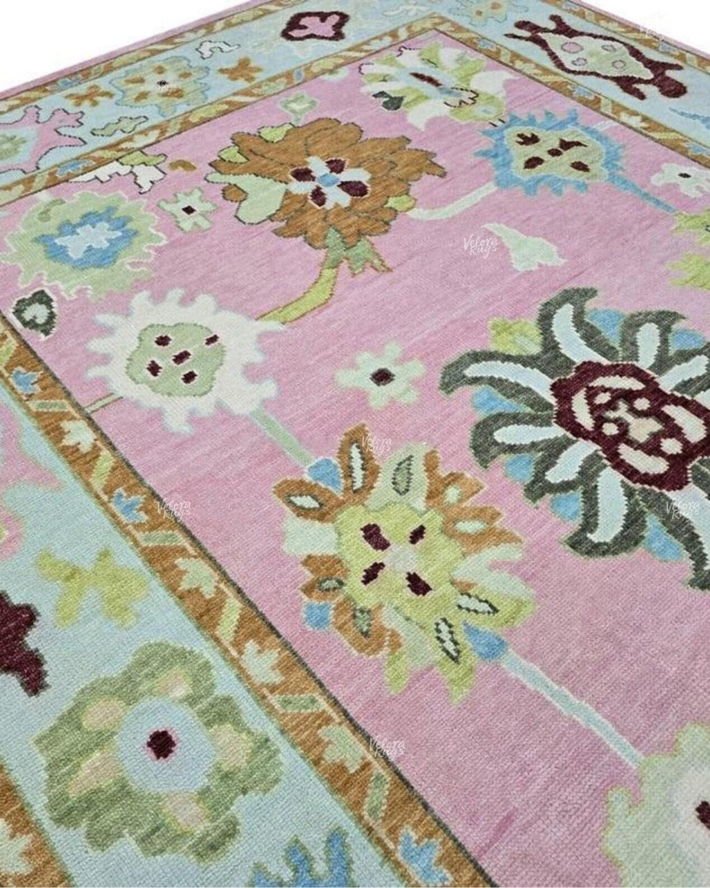 Pink- Ivory Oushak Hand Knotted Rug 4x6, 5x8, 6x9, 8x10, 9x12, 10x14 ft Handmade Rugs for Living Room & Bedroom - Antique Style Ethnic rug