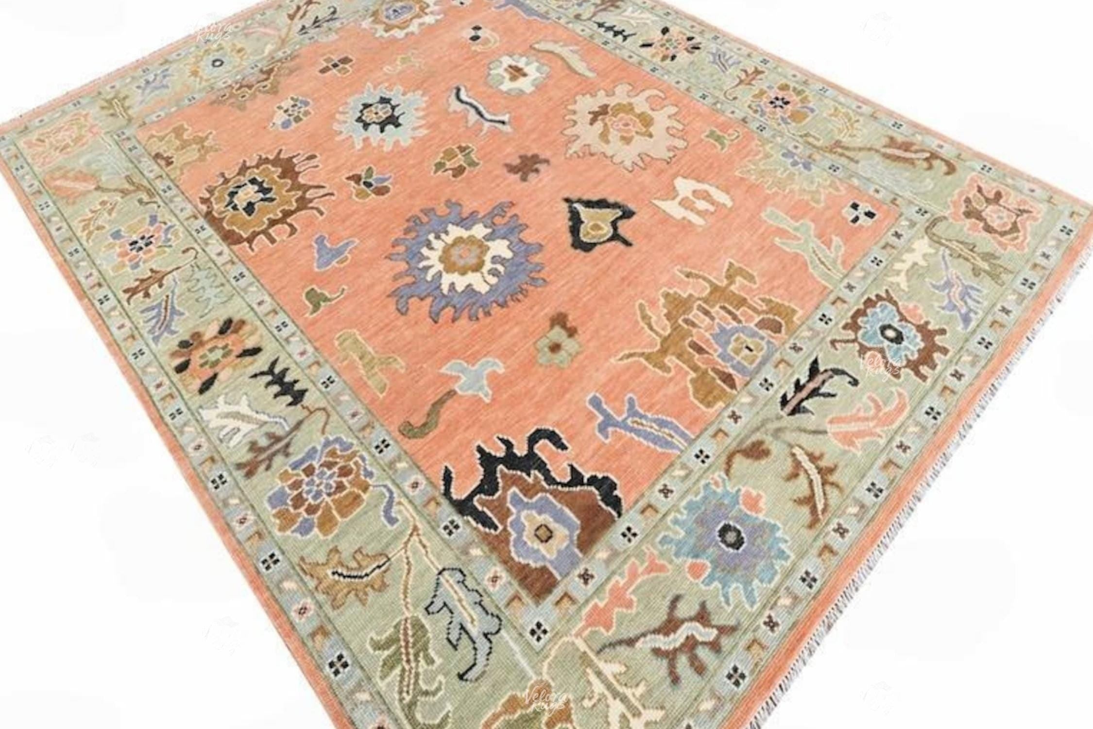 Peach Oushak Hand Knotted Rug 4x6, 5x8, 6x9, 8x10, 9x12, 10x14 ft Handmade Rugs for Living Room Antique Style Contemporary rug | Home Decor