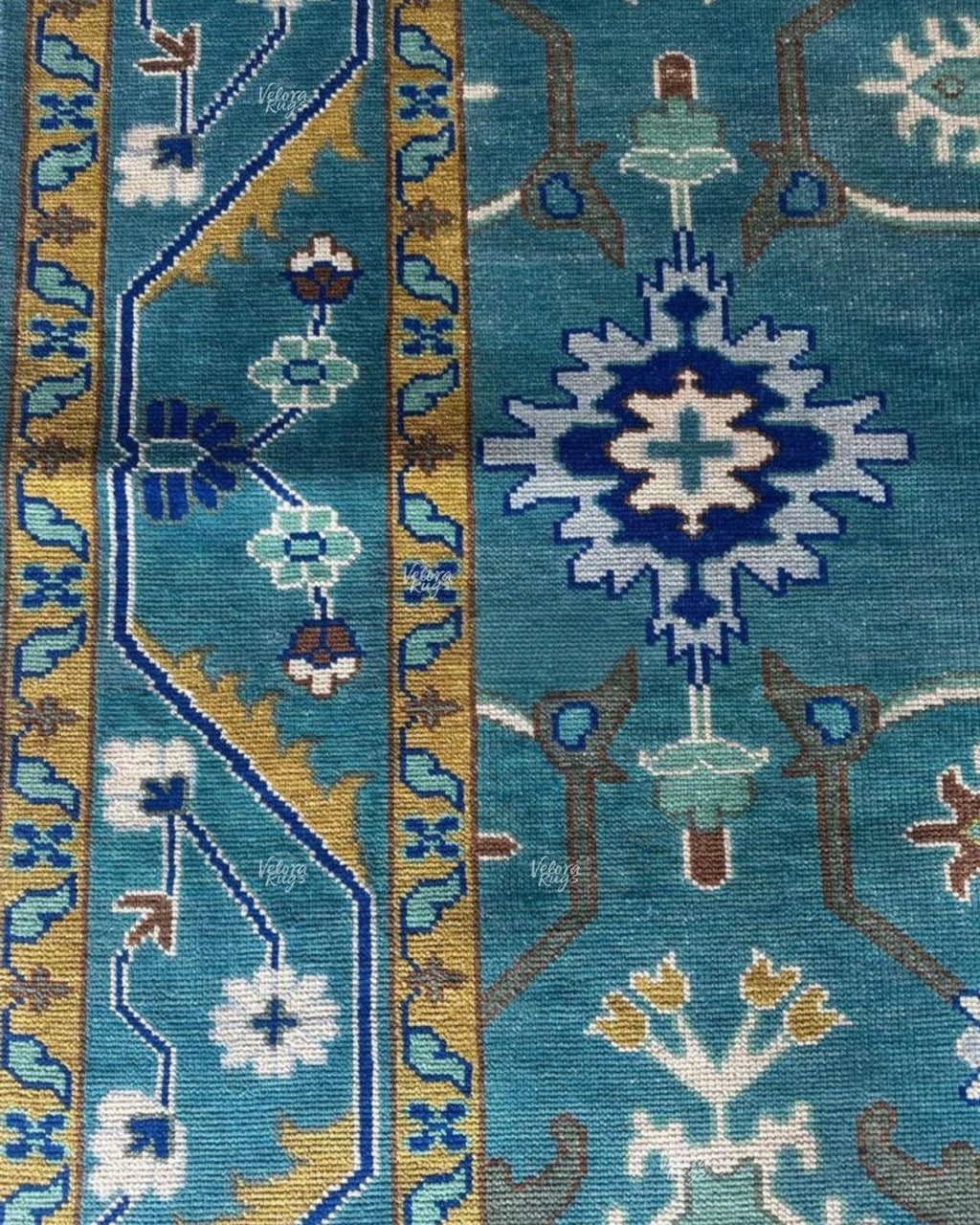 Exquisite Teal Blue Hand Knotted Indo Oushak rug 4x6, 5x8, 6x9, 8x10, 9x12, 10x14 ft Handmade rug for Living Room - Antique Style Ethnic rug