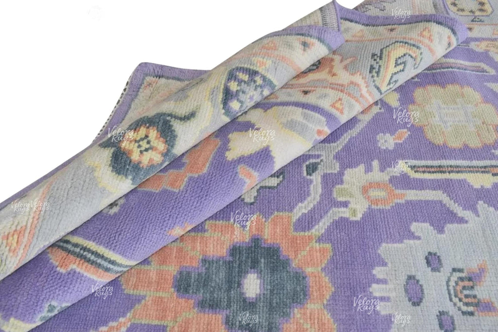 9x12 ft Modern Purple Indo Oushak Hand Knotted Rug, Antique style Handmade Wool Rugs for Living Room - Contemporary Floor Carpet