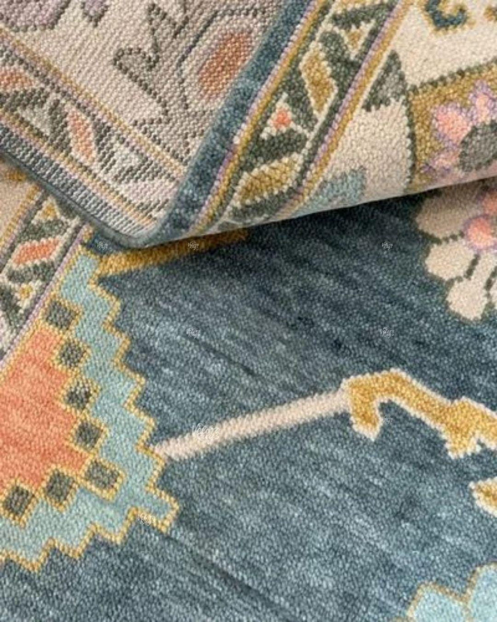 Blue Hand-Knotted Modern Oushak Rug 4x6, 5x8, 6x9, 8x10, 9x12, 10x14 ft - Antique-Style Contemporary Design, Living Room, Bedroom & Dining