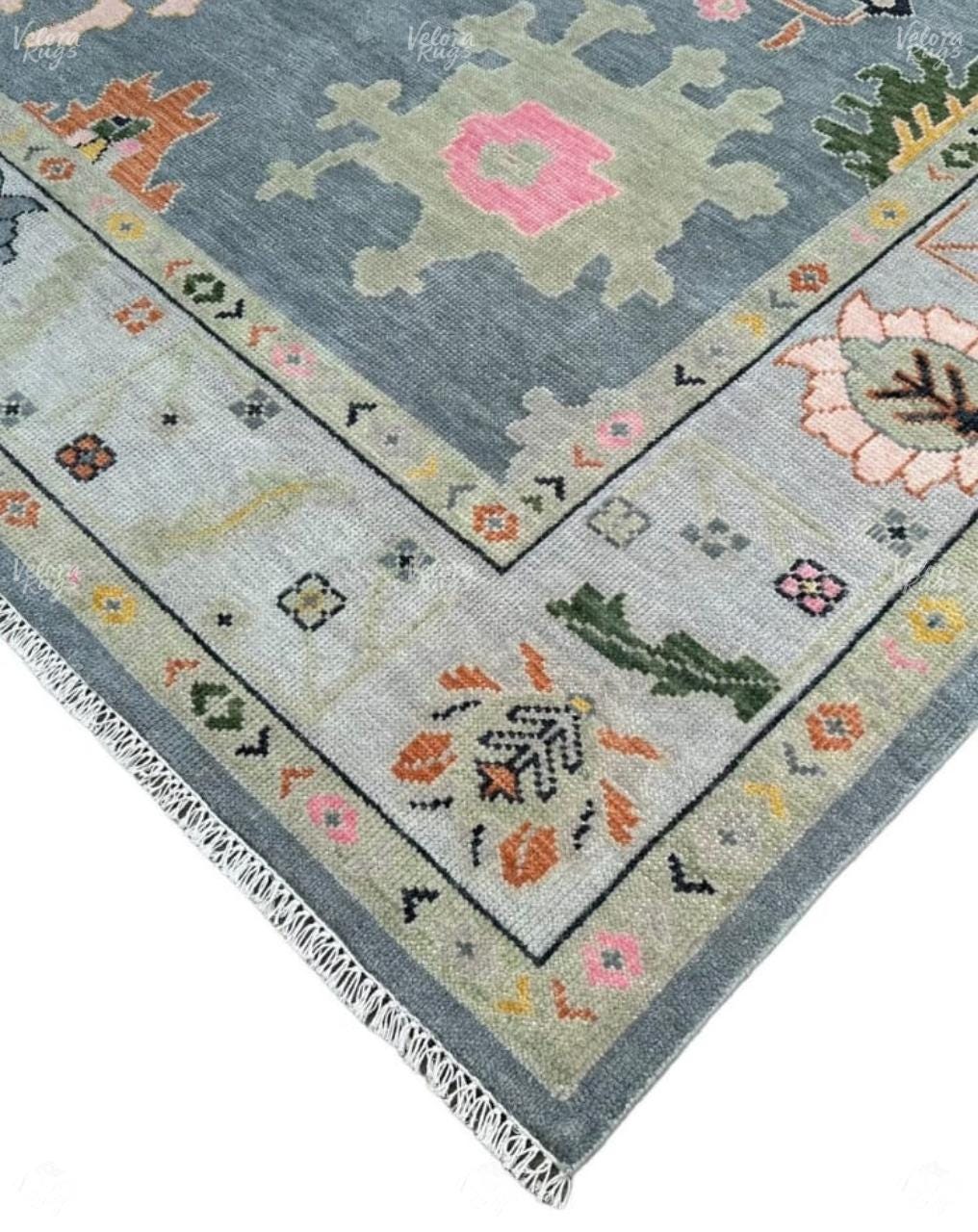 Hand-Knotted Grey Oushak Wool Rug: Modern Handmade Rug 4x6,5x8, 6x9,8x10, 9x12, 10x14 ft for Living Room, Dinning hall  | Antique Style Rug