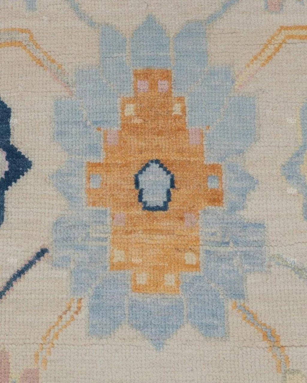 Hand Knotted Pastel Oushak Rug – Cream Beige Turkish Style Wool Carpet, Soft Floral Oriental Area Rug for Living Room, Bedroom or Dining