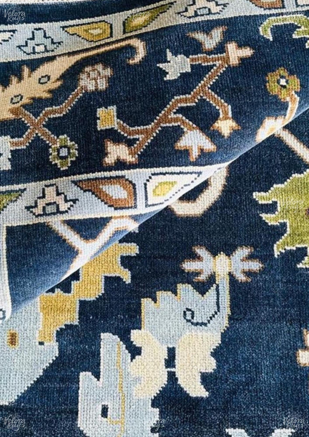 Navy Blue Oushak Hand Knotted Rug 4x6, 5x8, 6x9, 8x10, 9x12, 10x14 ft , Handmade Rugs for Living Room - Antique Style Contemporary Rug