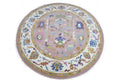 Pink Round Oushak Rug 5' 6' 7' 8' 9' 10' Diameter - Hand Knotted Wool Oushak Style Rug For Living Room, Dining & Kitchen Area